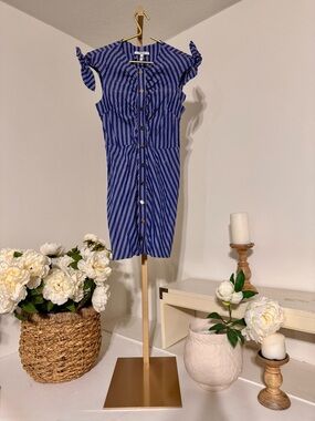 Derek Lam Blue and White Striped Mini Dress